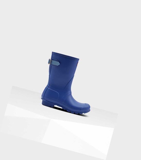 Bottes Courtes Hunter Original Corta Back Wellington Adjustable Femme Bleu | 90582BAKJ