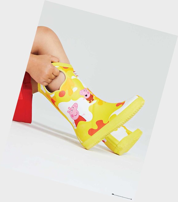 Bottes Courtes Hunter Original First Peppa Pig Grab Handle Wellington Enfant Jaune | 48506CNBK