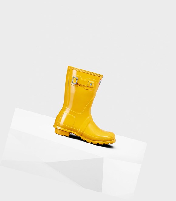 Bottes Courtes Hunter Original Gloss Femme Jaune | 58469HWKY