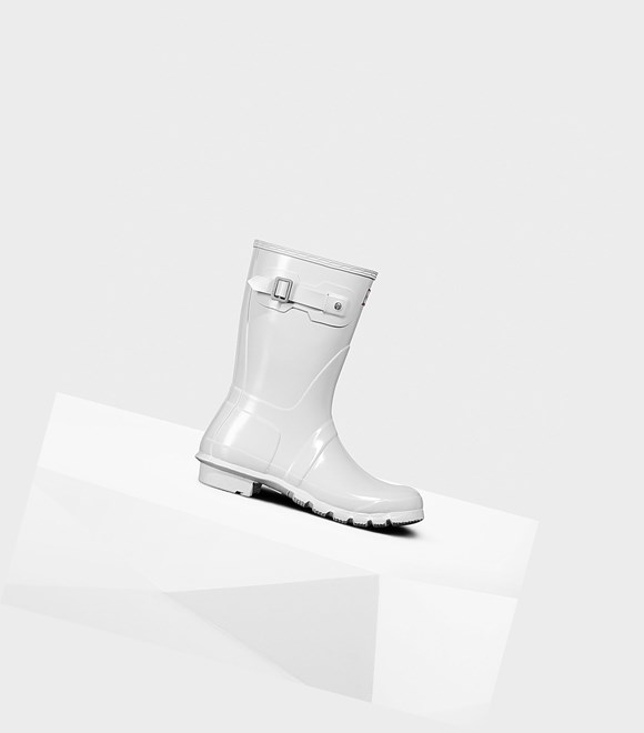 Bottes Courtes Hunter Original Gloss Femme Blanche | 95706NEVR