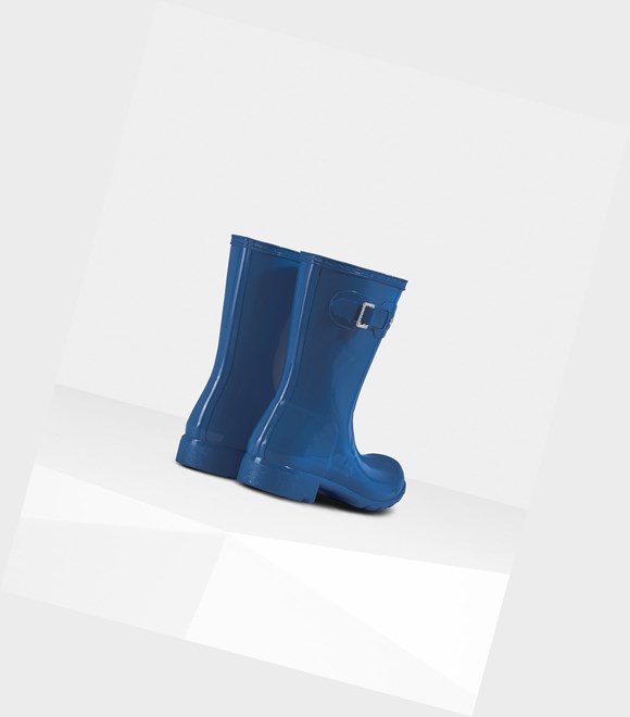 Bottes Courtes Hunter Original Tour Foldable Gloss Femme Bleu | 56241LGJS