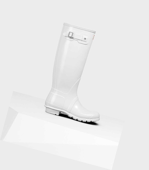 Bottes Hautes Hunter Original Gloss Wellington Femme Blanche | 78312EAVB