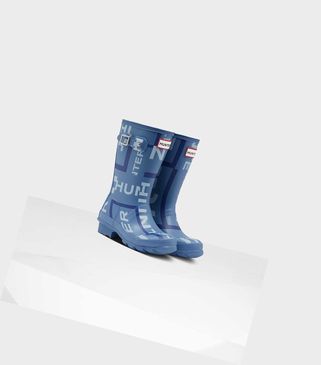 Bottes Courtes Hunter Original Big Exploded Logo Wellington Enfant Bleu | 93026GOCQ