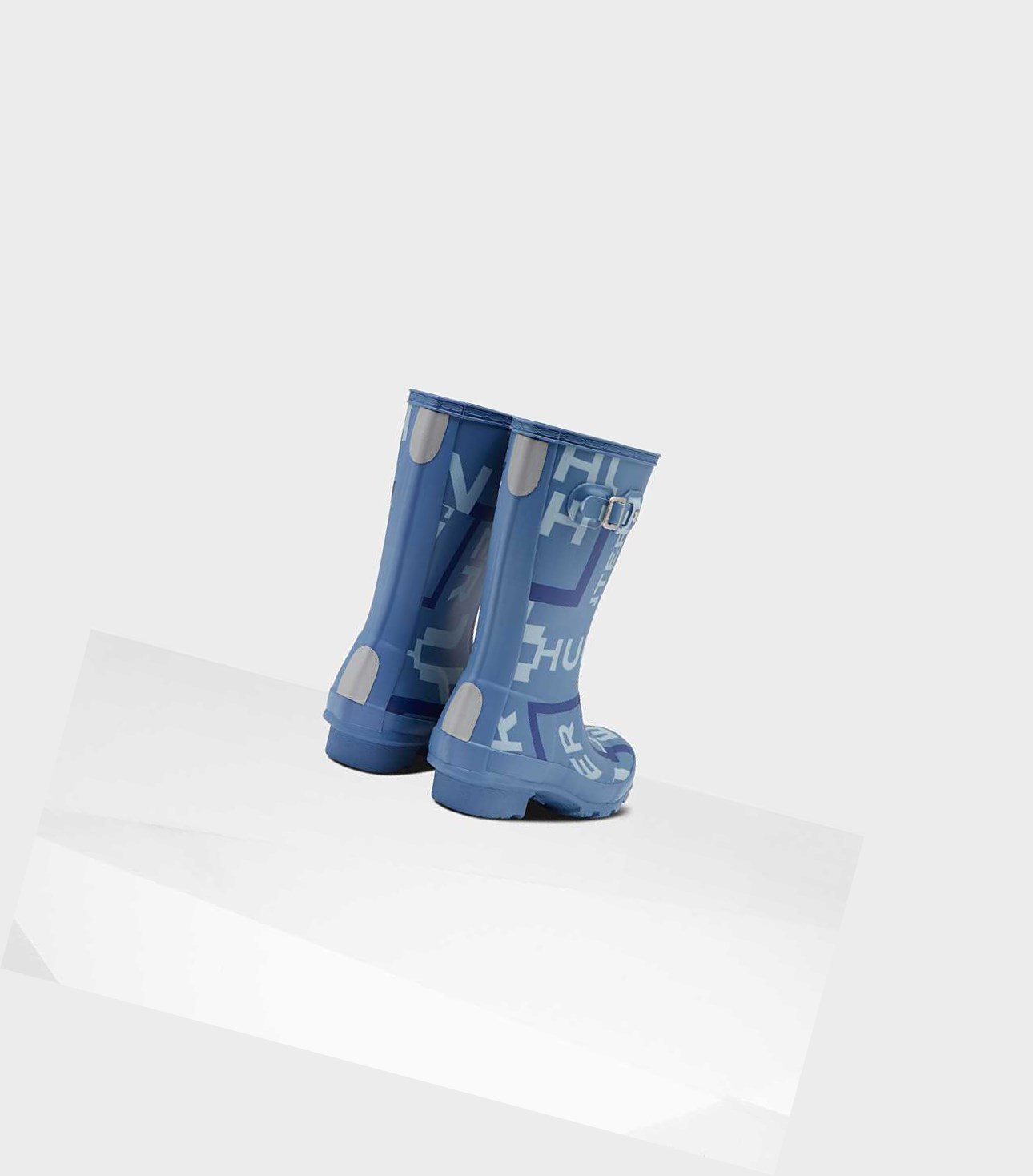 Bottes Courtes Hunter Original Big Exploded Logo Wellington Enfant Bleu | 93026GOCQ