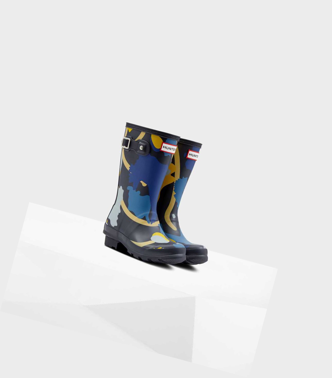 Bottes Courtes Hunter Original Big Rockpool Camo Wellington Enfant Bleu Marine | 14357RKOQ