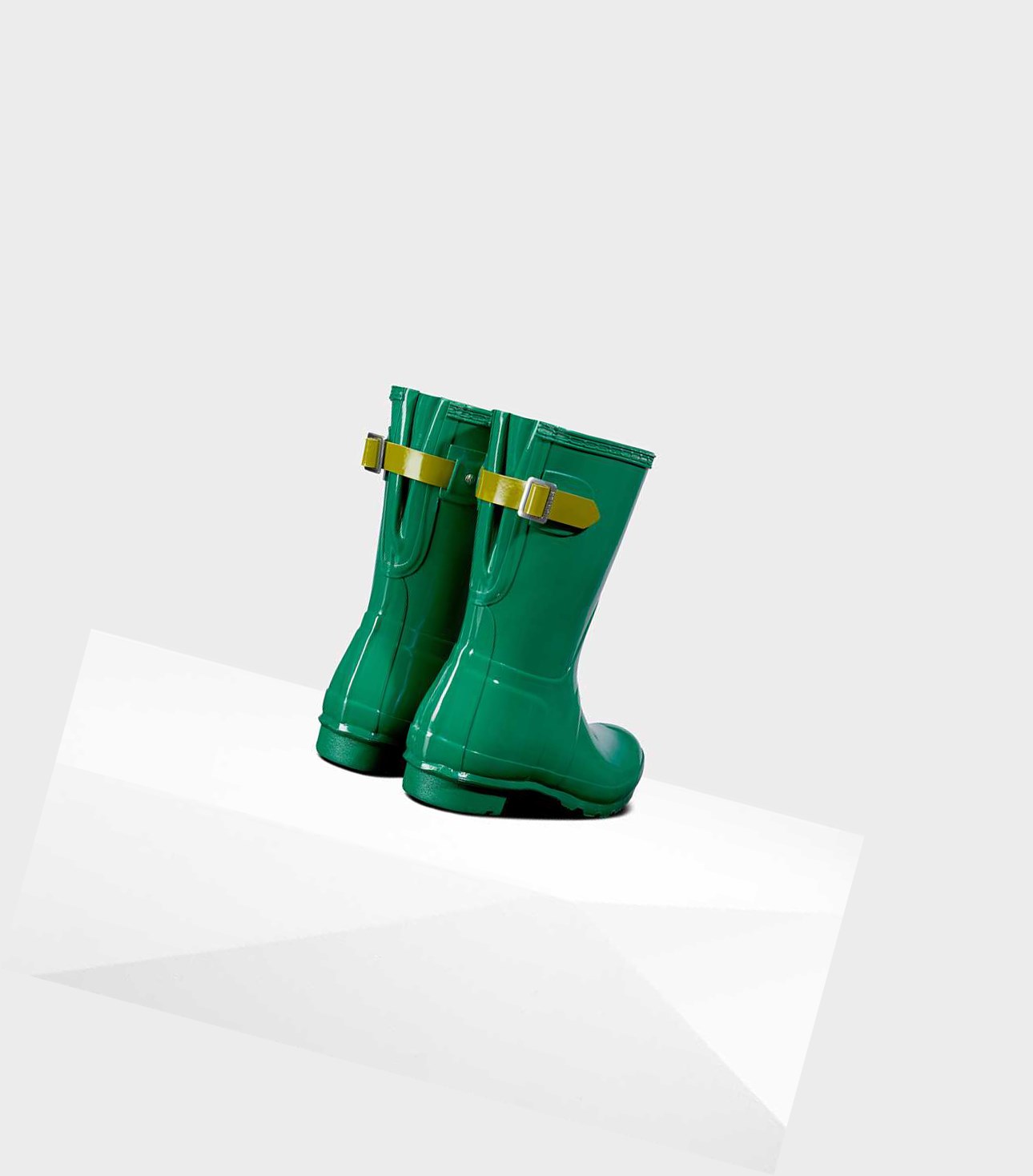 Bottes Courtes Hunter Original Corta Back Gloss Wellington Adjustable Femme Vert | 64813HDOV