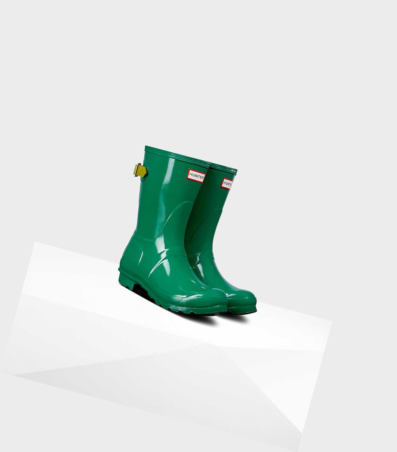 Bottes Courtes Hunter Original Corta Back Gloss Wellington Adjustable Femme Vert | 64813HDOV