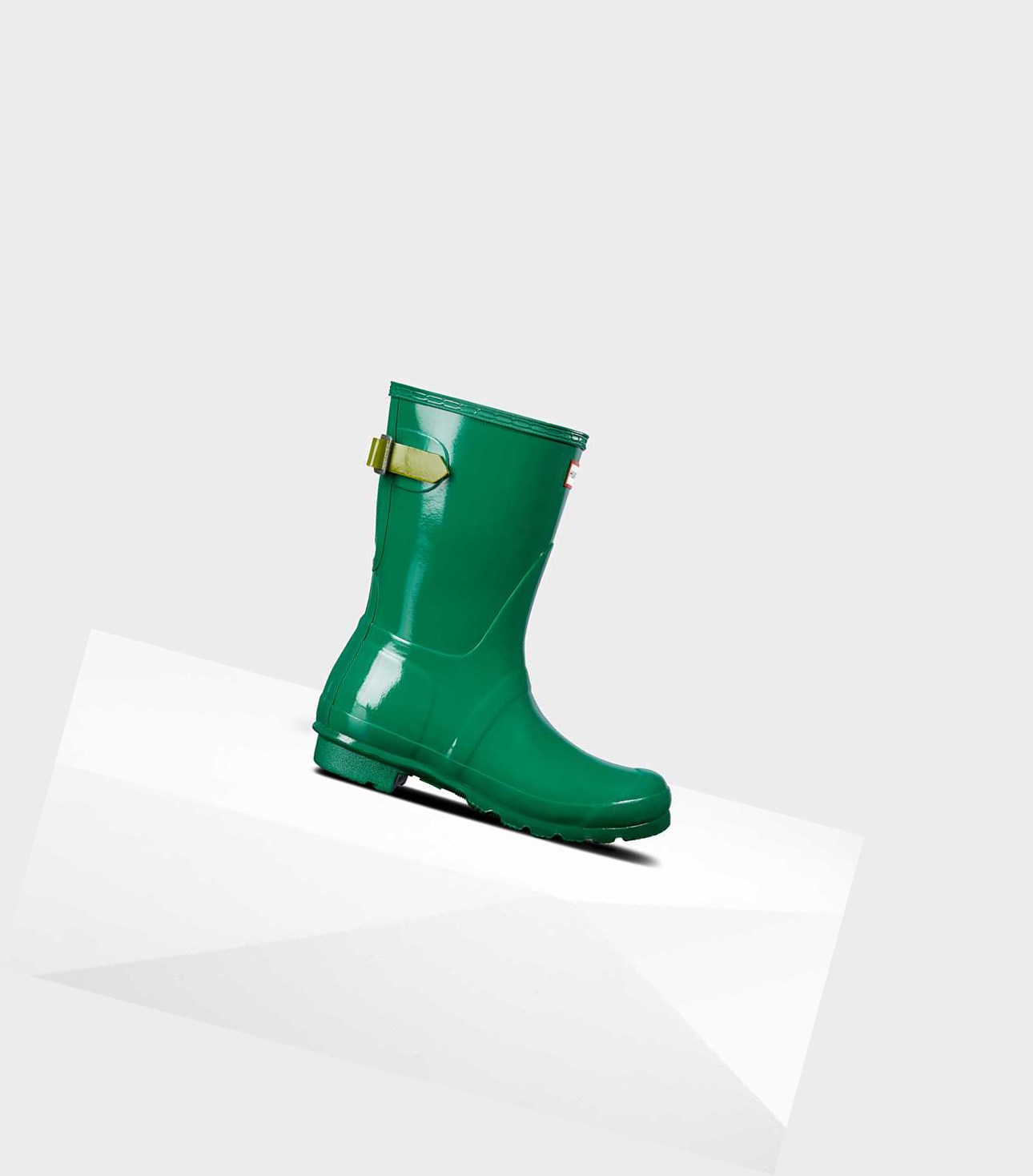 Bottes Courtes Hunter Original Corta Back Gloss Wellington Adjustable Femme Vert | 64813HDOV