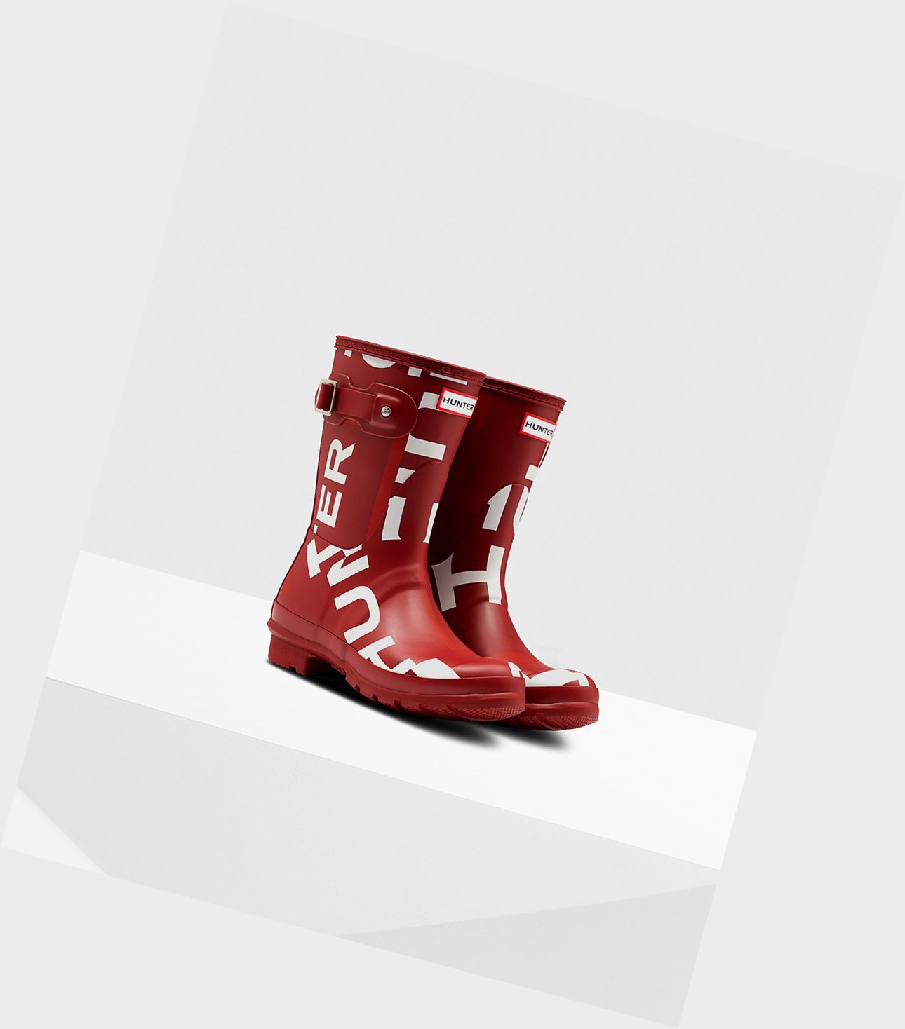 Bottes Courtes Hunter Original Exploded Logo Femme Rouge | 42387HXKY