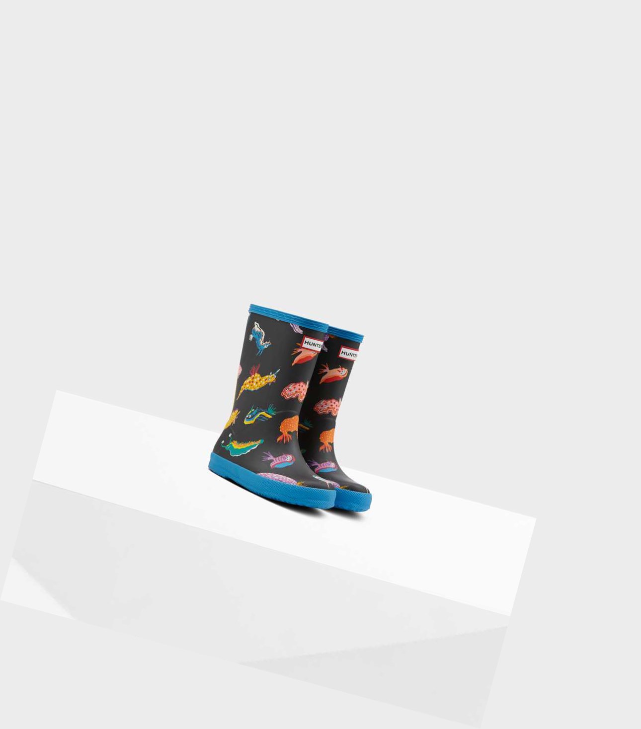 Bottes Courtes Hunter Original First Classiche Sea Monster Print Wellington Enfant Bleu | 67513MFKY