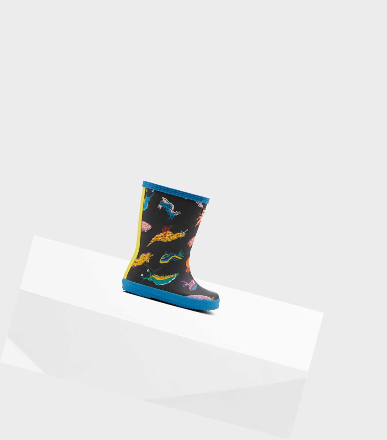 Bottes Courtes Hunter Original First Classiche Sea Monster Print Wellington Enfant Bleu | 67513MFKY