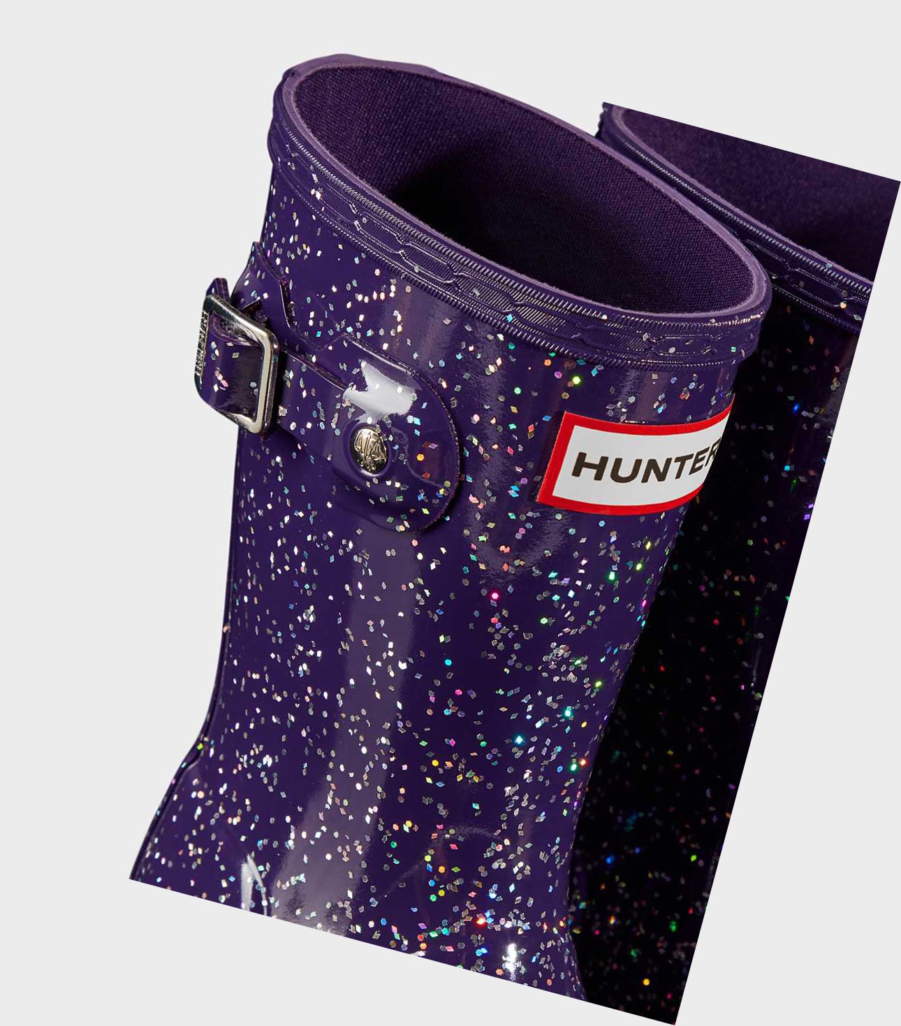 Bottes Courtes Hunter Original Little Giant Glitter Wellington Enfant Violette | 51643TMNK