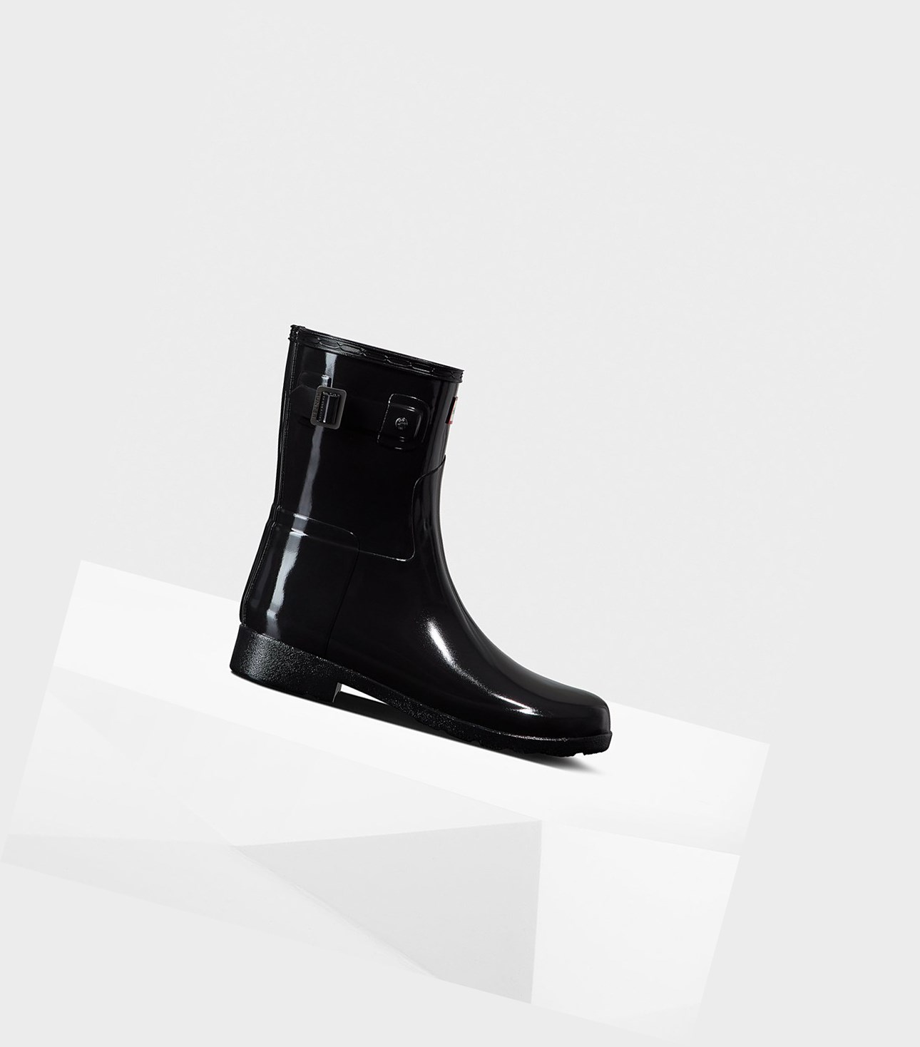 Bottes Courtes Hunter Refined Slim Fit Gloss Femme Noir | 05187XRMK