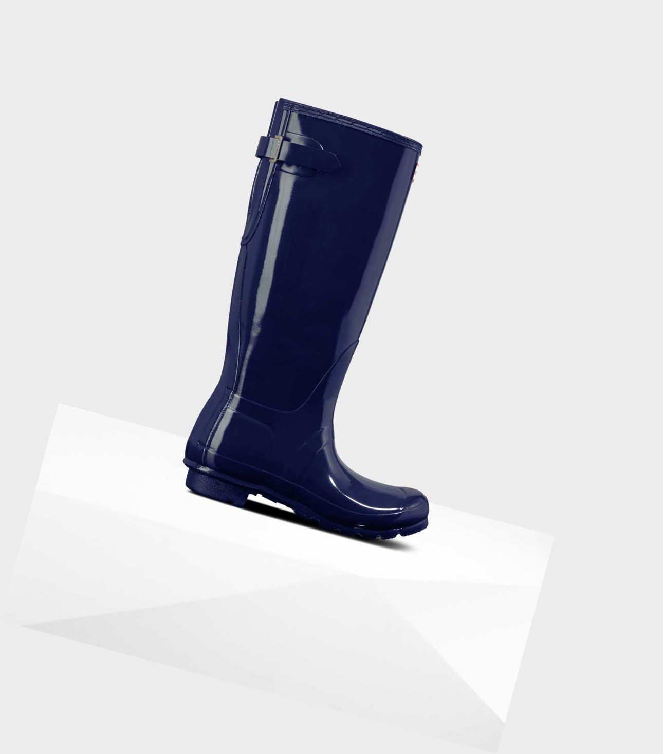 Bottes Hautes Hunter Original Alti Back Gloss Wellington Adjustable Femme Bleu | 46198SBWA