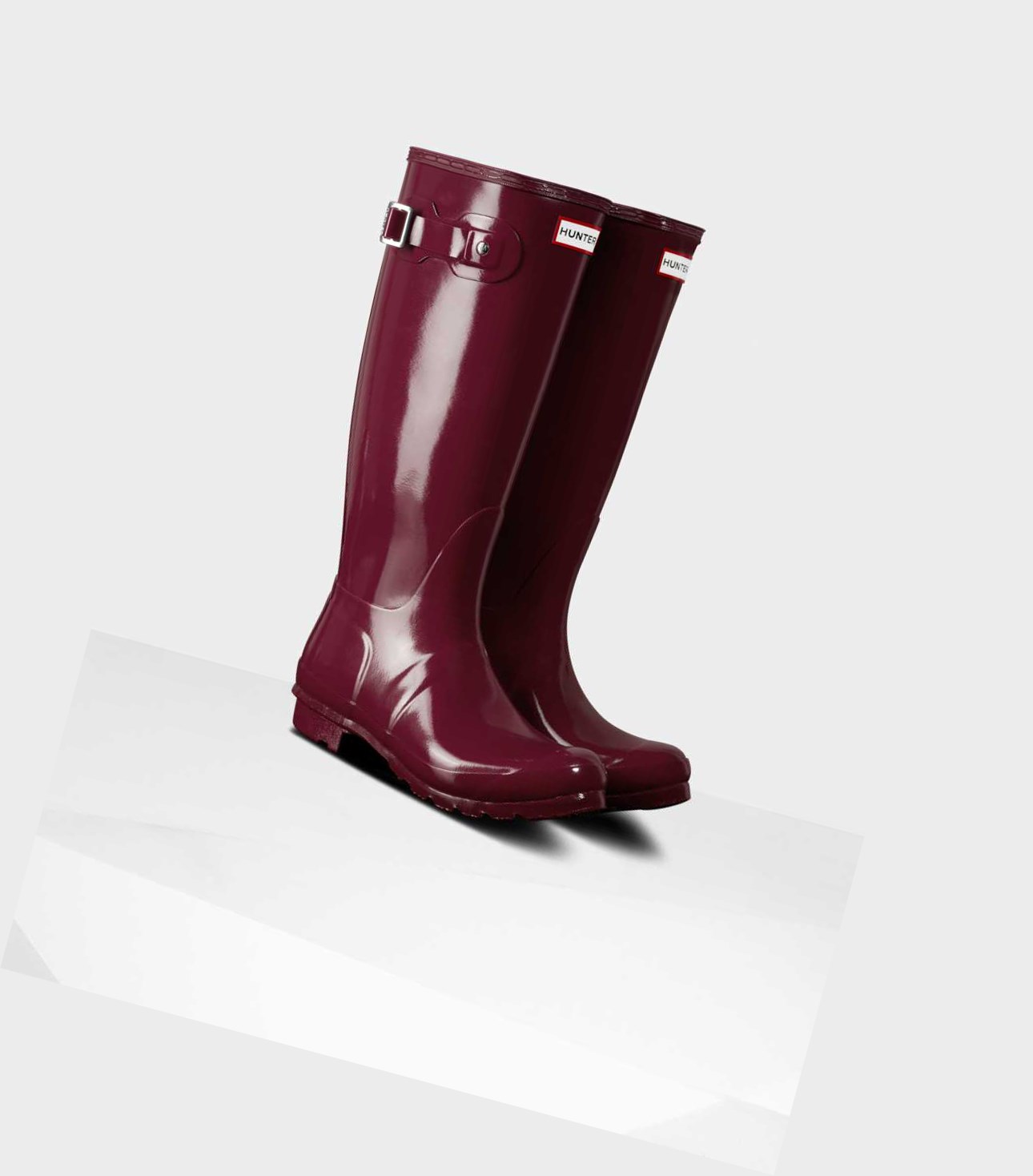 Bottes Hautes Hunter Original Gloss Wellington Femme Bordeaux | 29368KPLO