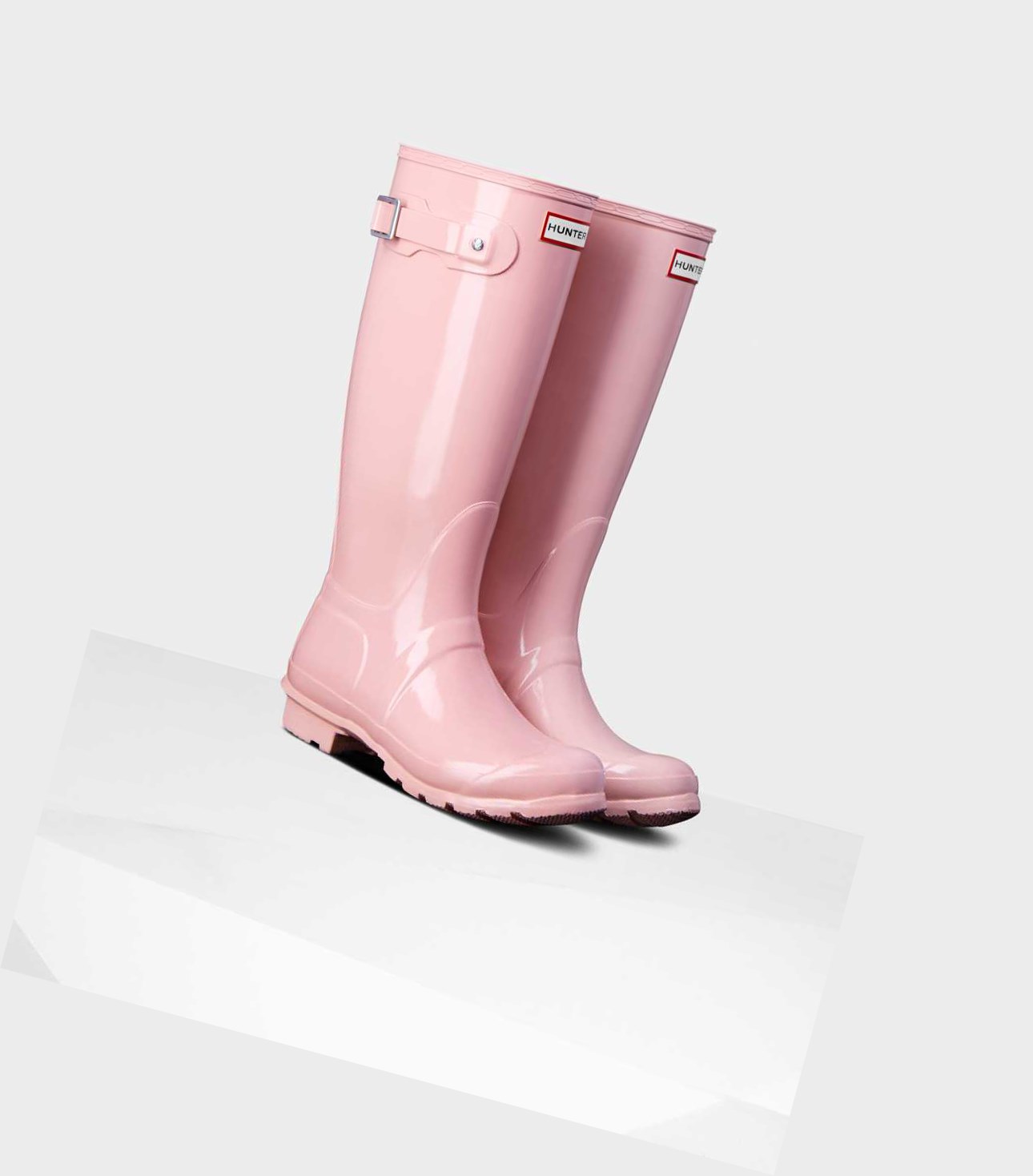 Bottes Hautes Hunter Original Gloss Wellington Femme Rose | 48210FPSU