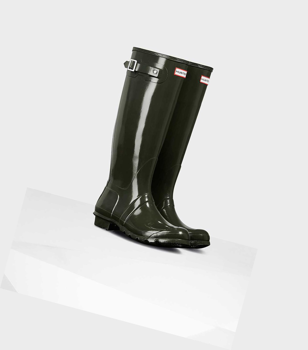 Bottes Hautes Hunter Original Gloss Wellington Femme Vert | 49361HAMN