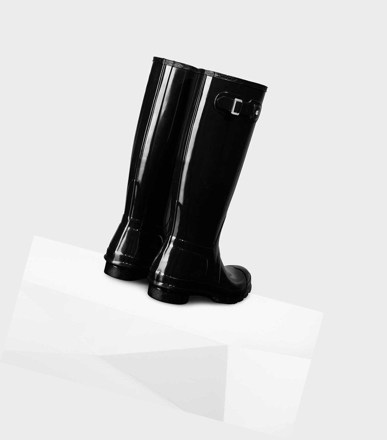 Bottes Hautes Hunter Original Gloss Wellington Femme Noir | 56924ZAWY