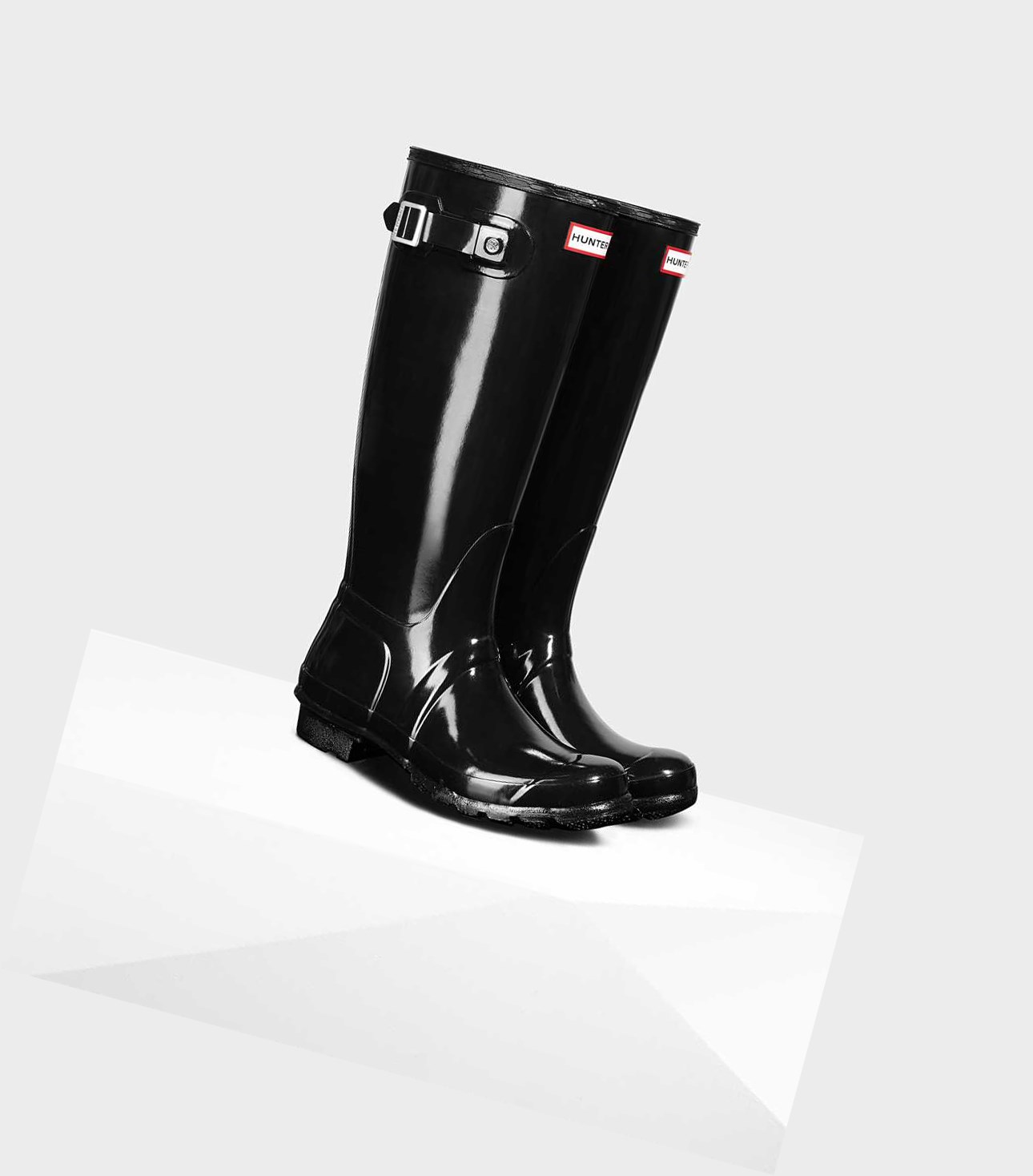 Bottes Hautes Hunter Original Gloss Wellington Femme Noir | 56924ZAWY