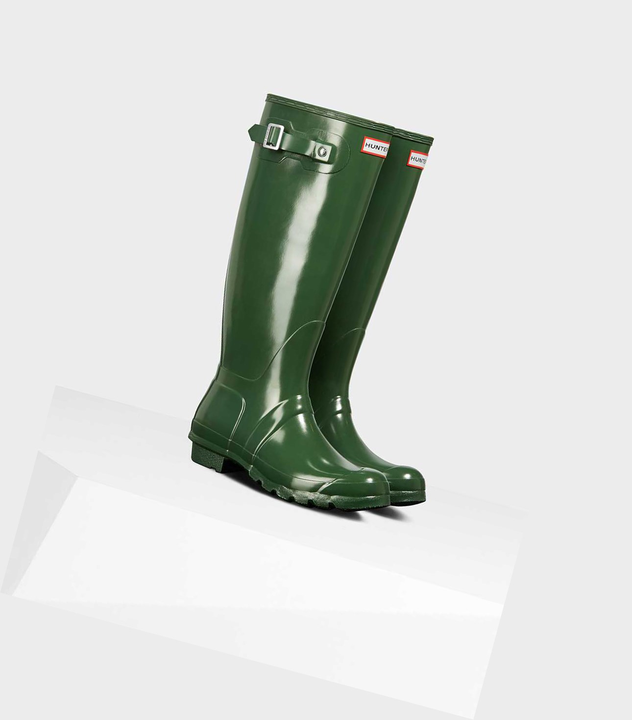 Bottes Hautes Hunter Original Gloss Wellington Femme Vert | 93041NMGH