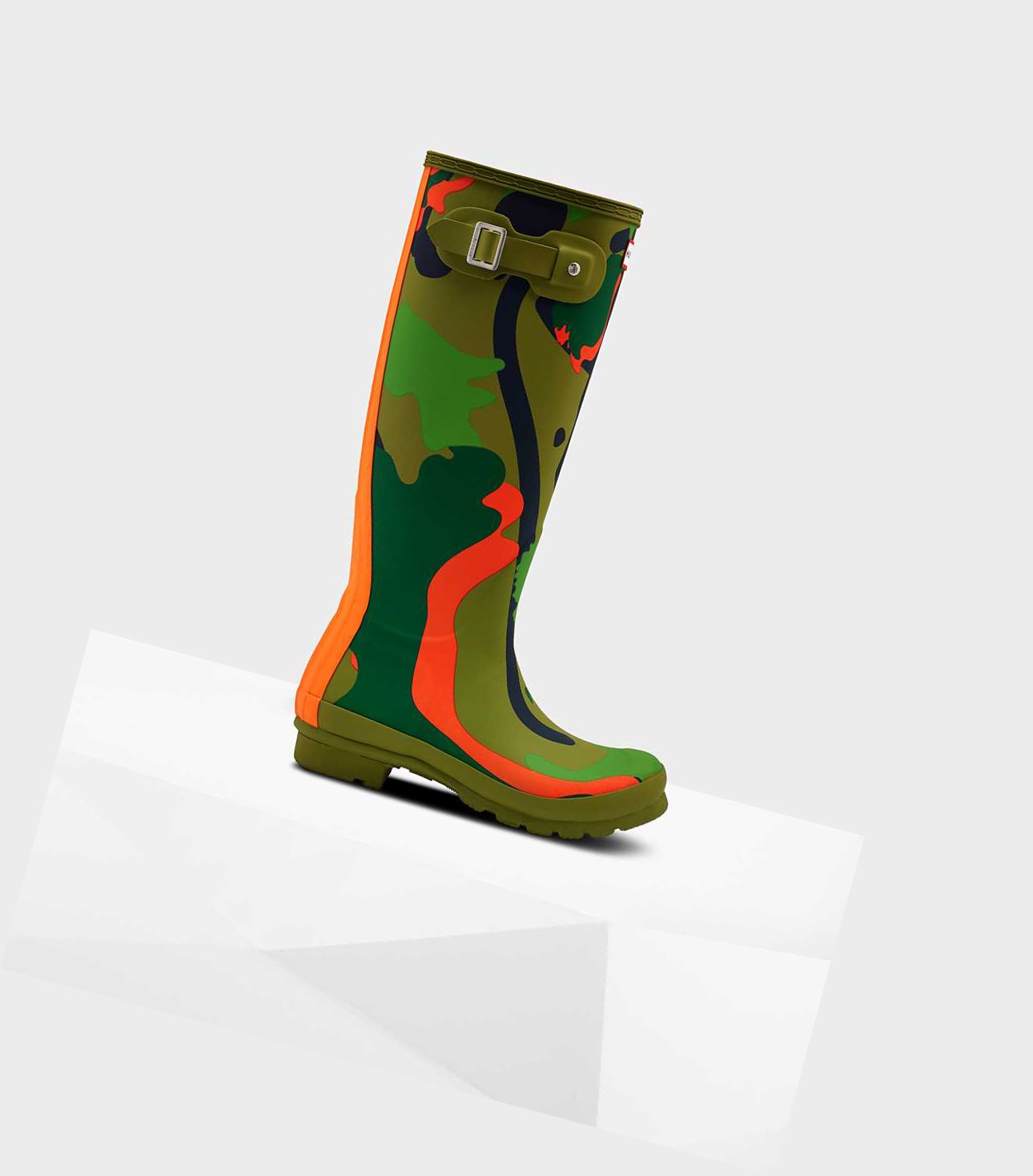 Bottes Hautes Hunter Original Rockpool Camo Wellington Femme Vert | 57908XNSJ