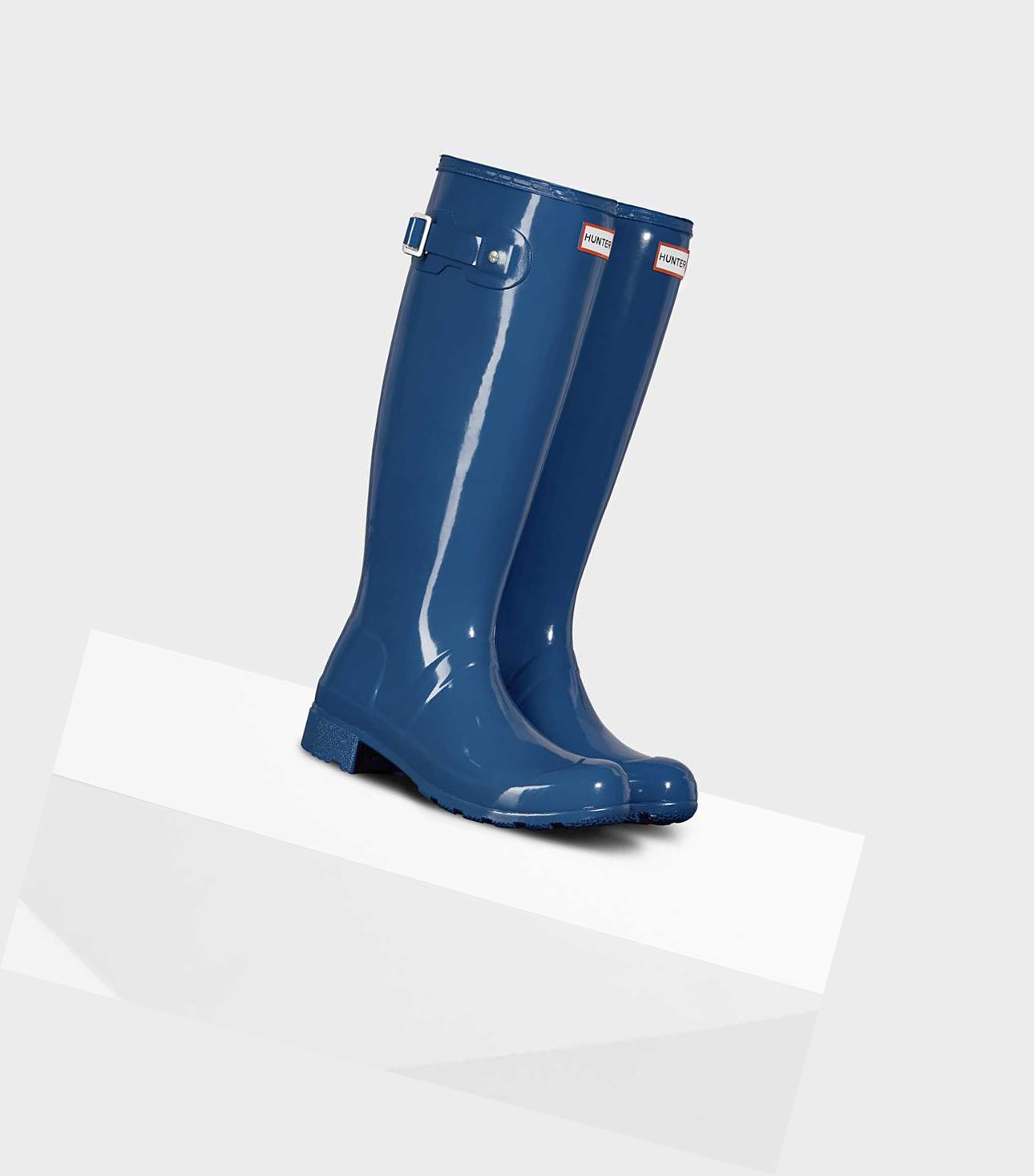 Bottes Hautes Hunter Original Tour Foldable Gloss Wellington Femme Bleu | 58140EMSI