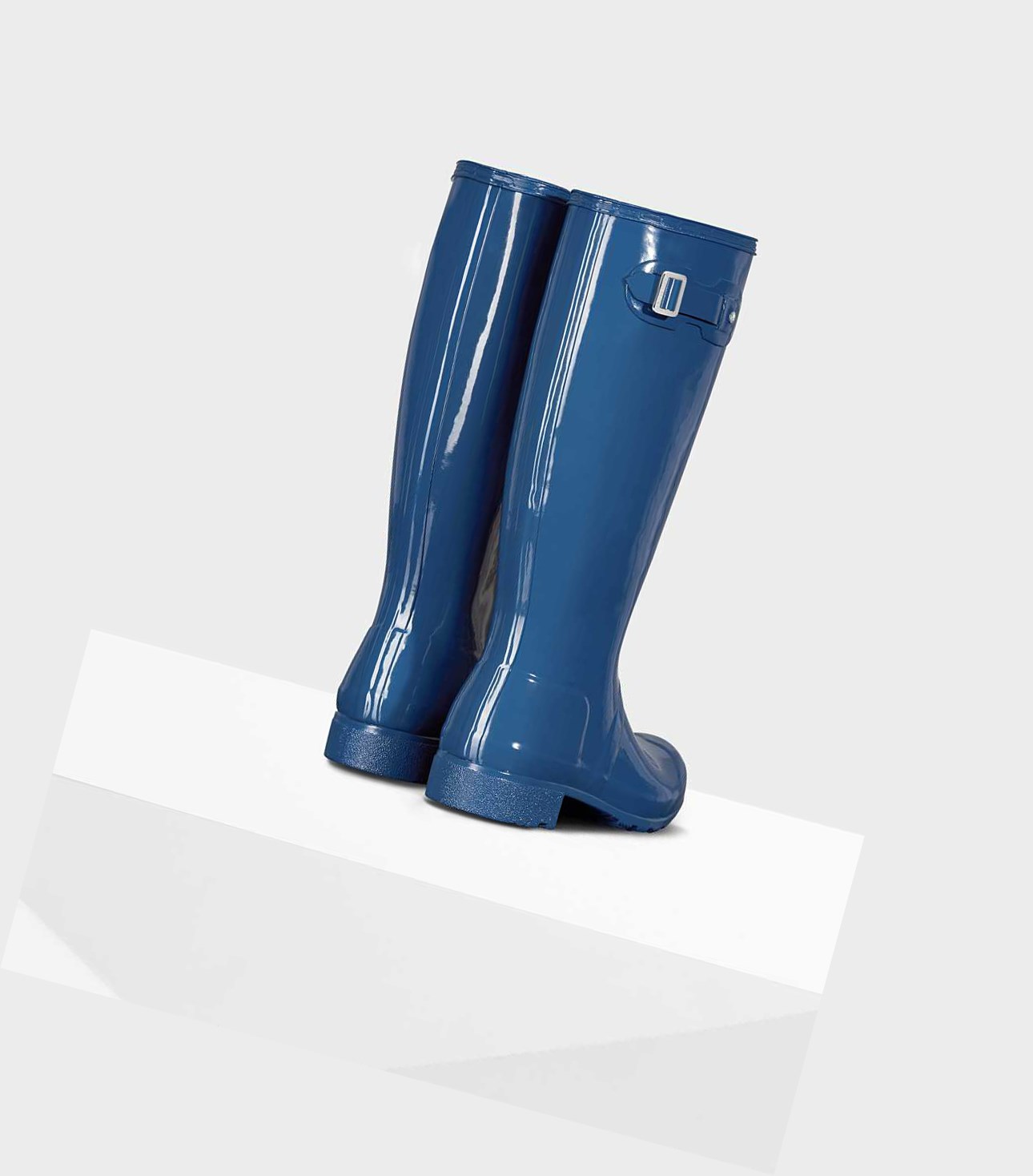 Bottes Hautes Hunter Original Tour Foldable Gloss Wellington Femme Bleu | 58140EMSI