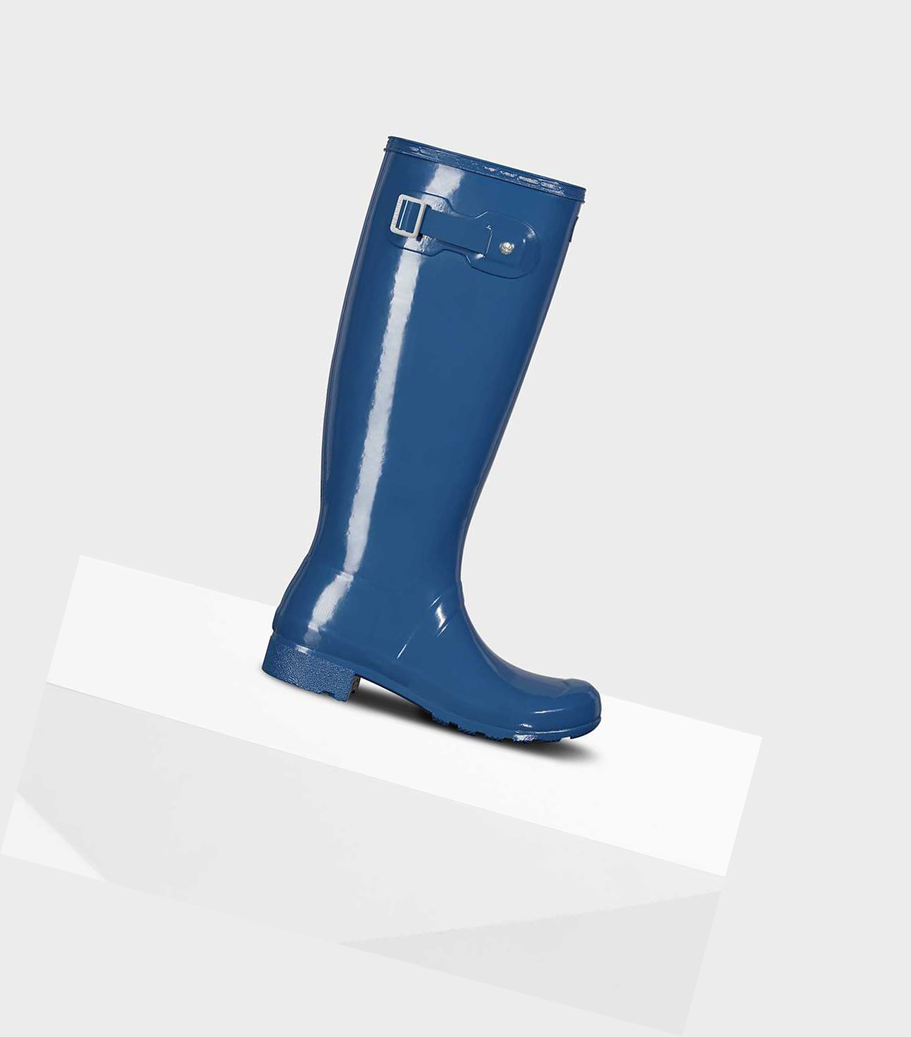 Bottes Hautes Hunter Original Tour Foldable Gloss Wellington Femme Bleu | 58140EMSI