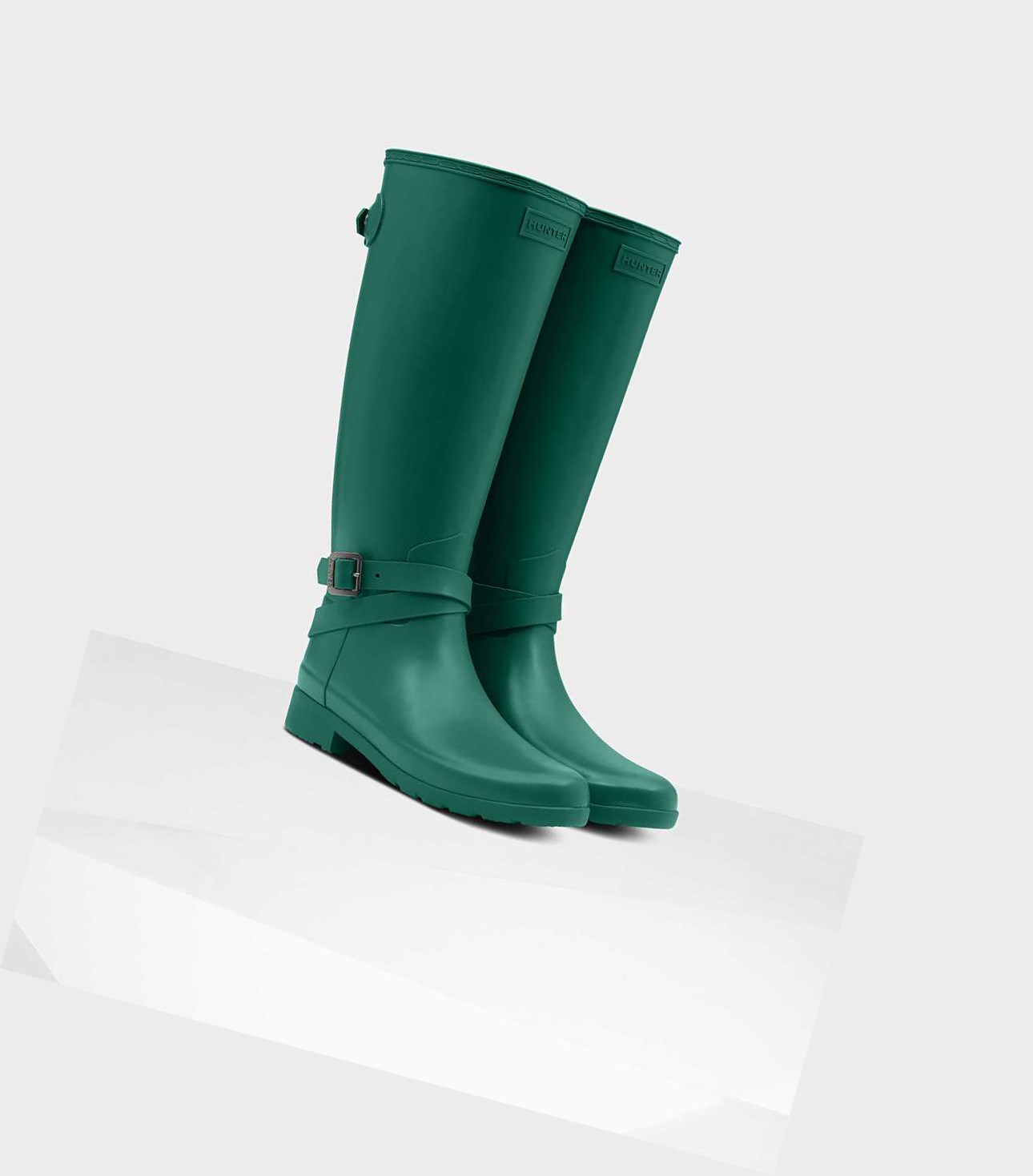 Bottes Hautes Hunter Refined Slim Fit Alti Wellington Adjustable Femme Vert | 20419YZBI