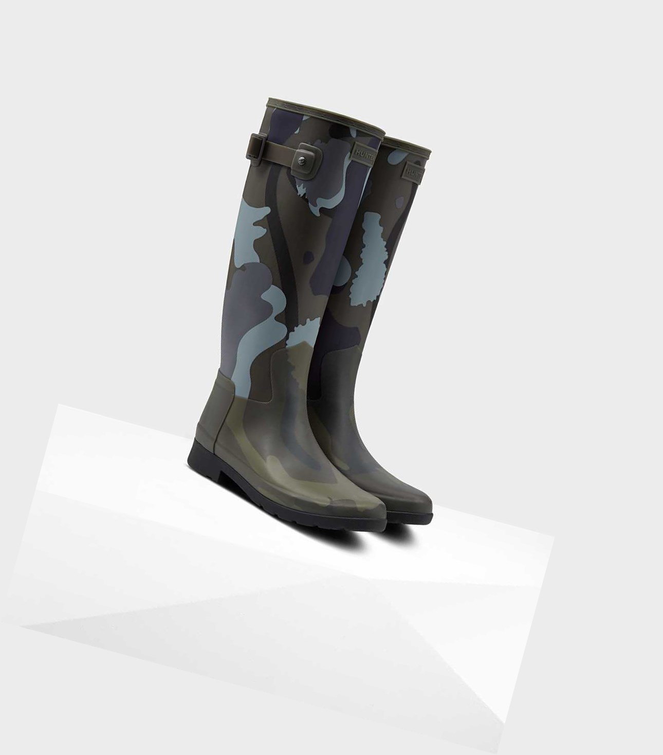 Bottes Hautes Hunter Refined Slim Fit Rockpool Camo Gum Wellington Femme Grise | 91207VATR