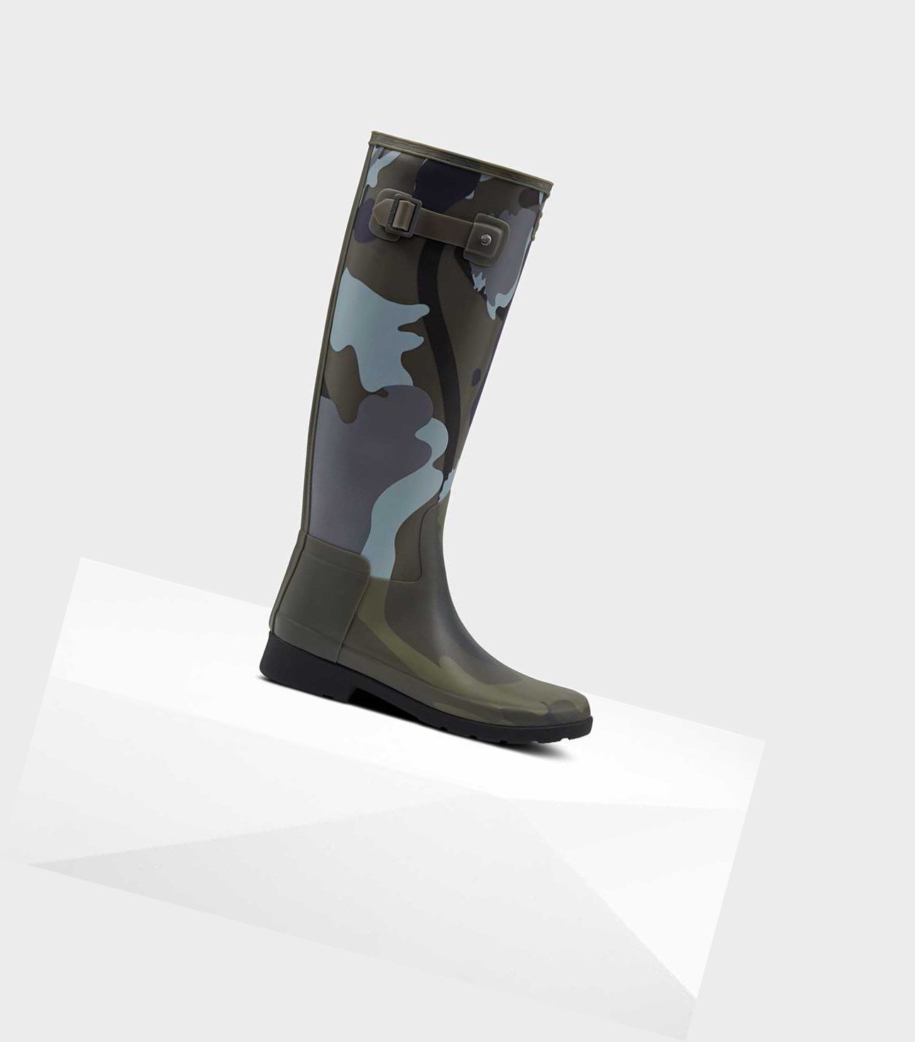 Bottes Hautes Hunter Refined Slim Fit Rockpool Camo Gum Wellington Femme Grise | 91207VATR