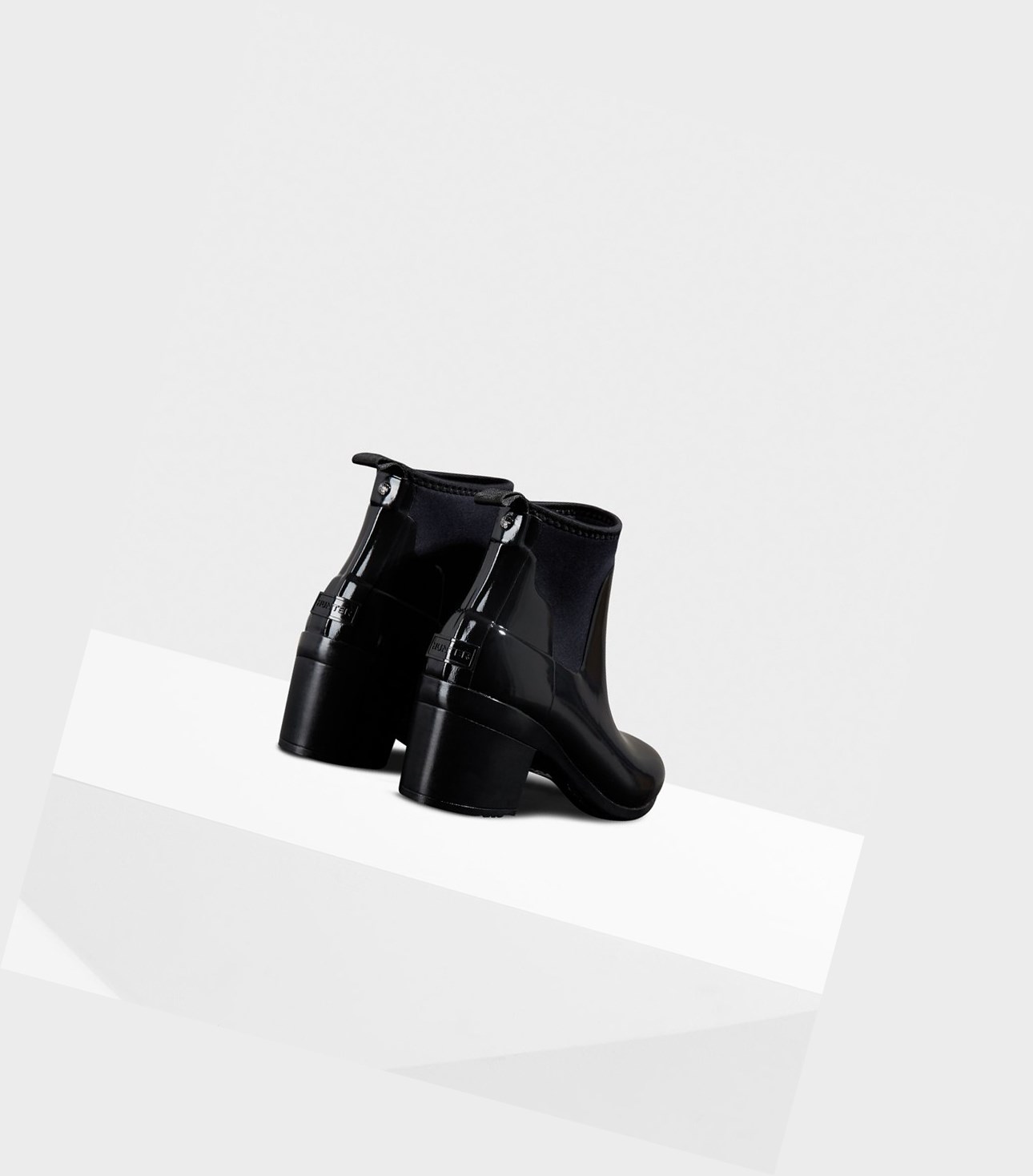 Bottes à Talons Hunter Refined Slim Fit Gloss Mid Femme Noir | 95763OJYA