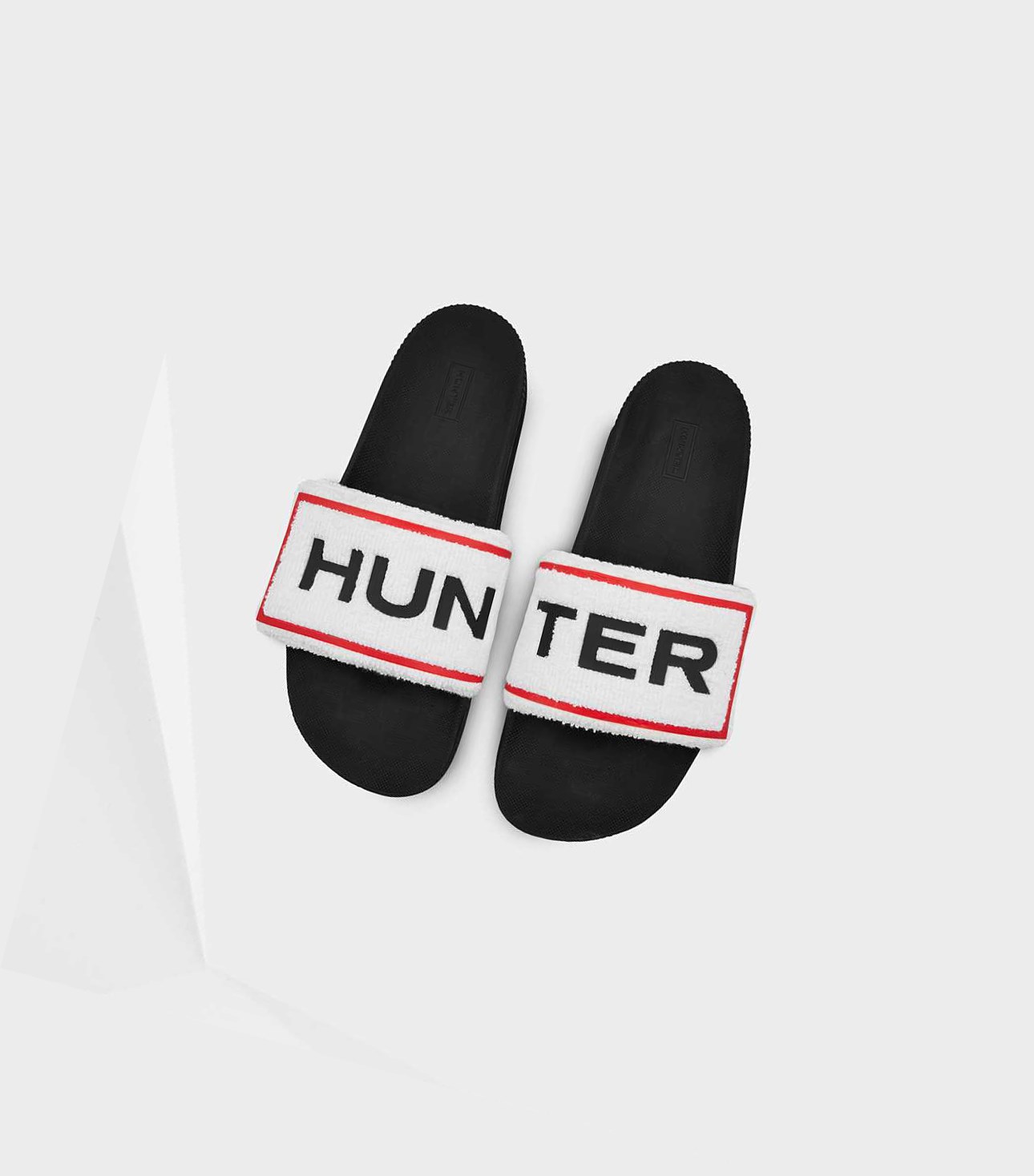 Claquette Hunter Original Terry Towelling Logo Adjustable Homme Blanche | 63491OXJC